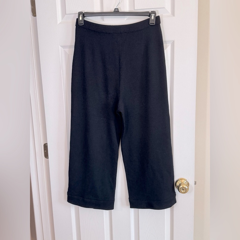 $495 Vintage St. John Luxury Knit High Rise Cropped Wide Leg Pants Size 10